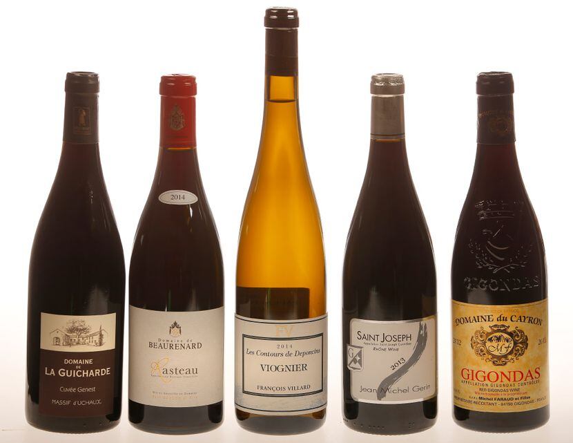 A selection of Rhone Valley wines