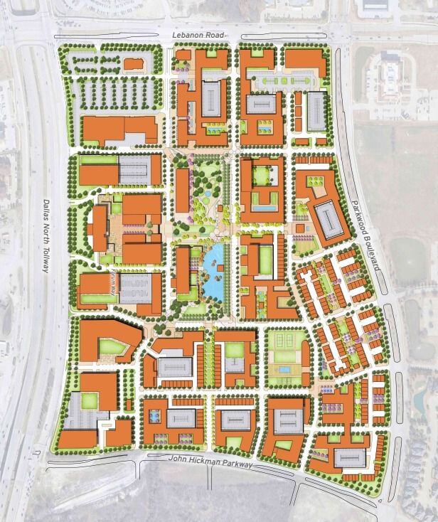 A site plan of The Mix at Dallas Parkway and Lebanon Road in Frisco, which will break ground...