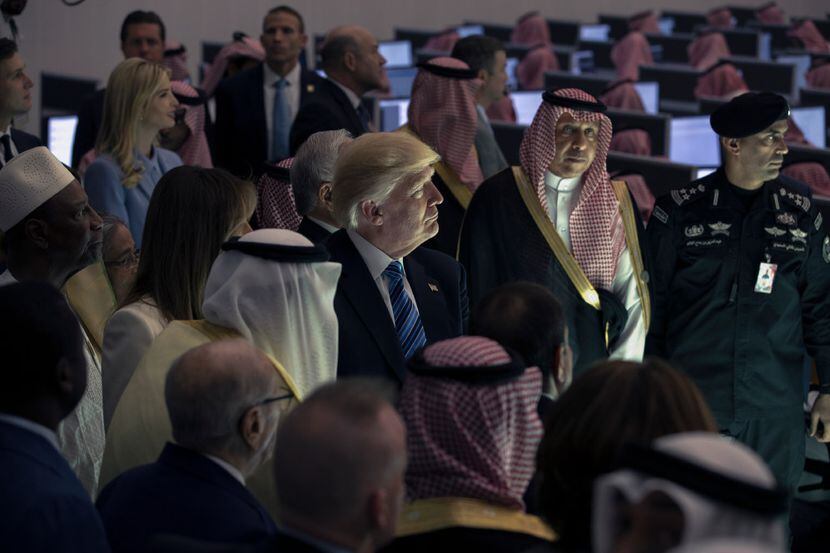 President Donald Trump tours the Global Center for Combating Extremist Ideology in Riyadh,...