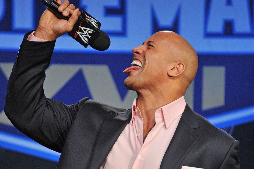 Dwayne "The Rock" Johnson en una conferencia de prensa de WrestleMania XXVII, en el Hard...