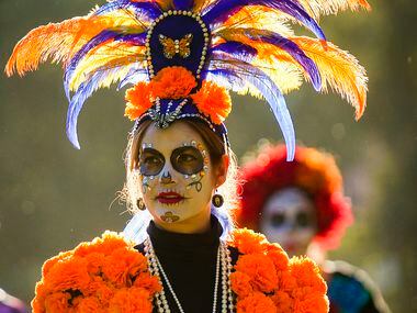 Ana Maria Sanchez arrives for the Dallas Día de los Muertos parade outside  Dallas City Hall...
