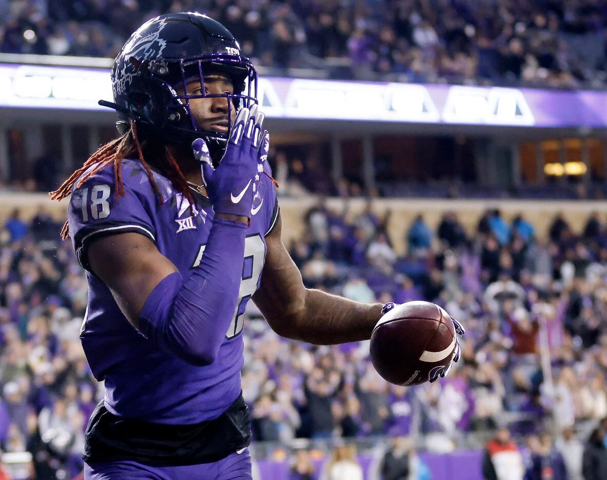 TCU Horned Frogs wide receiver Savion Williams (18) blows a kiss to the Iowa State Cyclones...