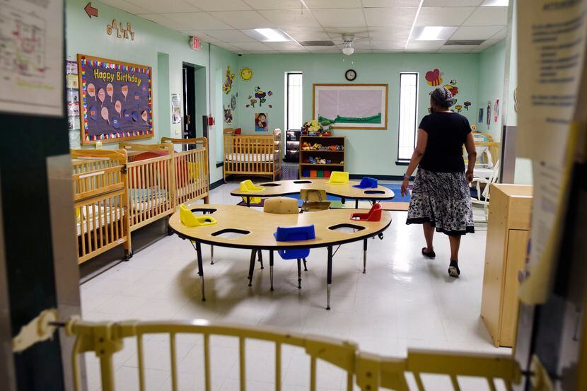 Dr. Ora Watson, owner and director of For Keeps Sake Child Care Academy, walks through an...