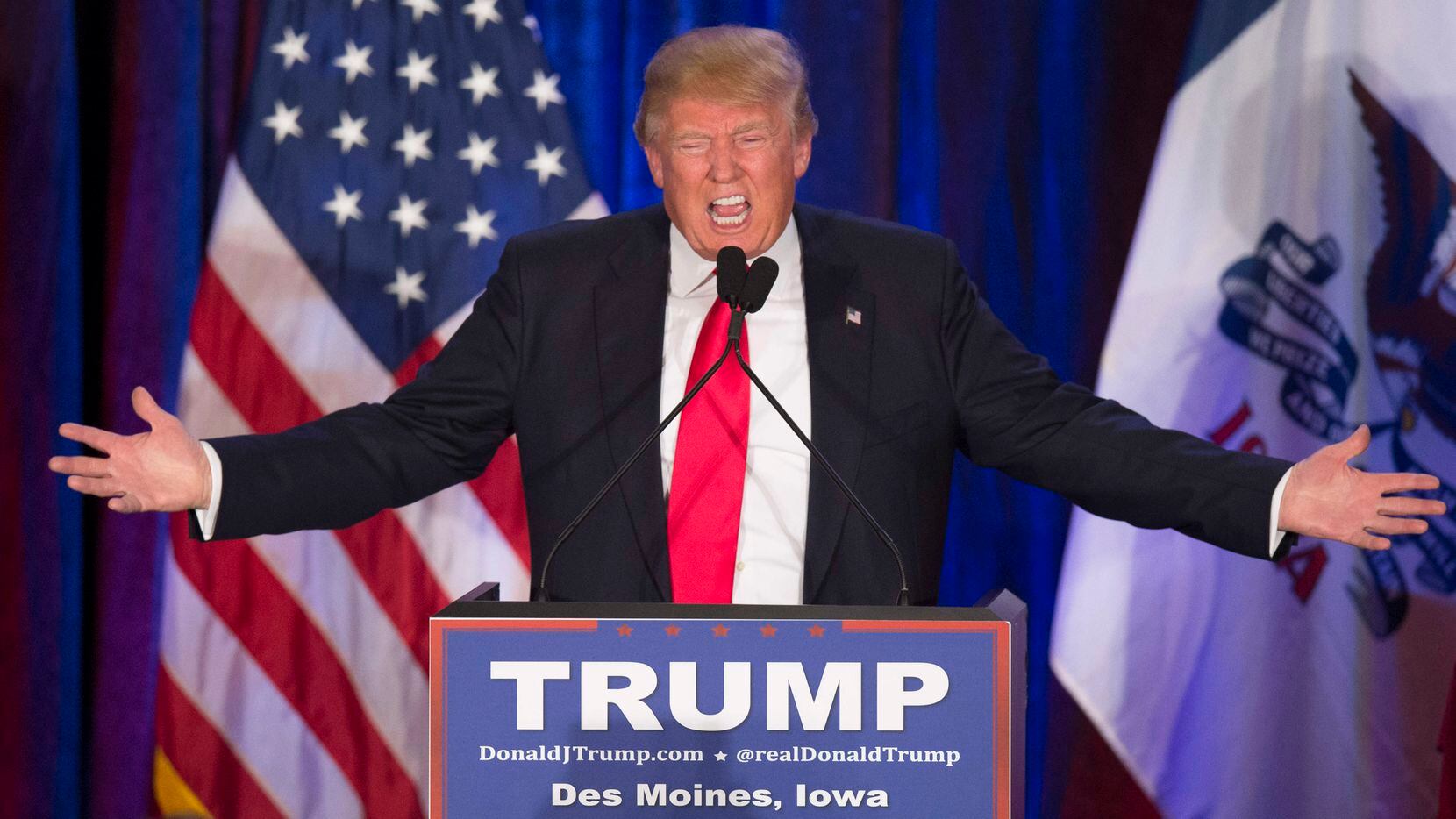 Republican presidential candidate Donald Trump addressed his supporters Monday after...