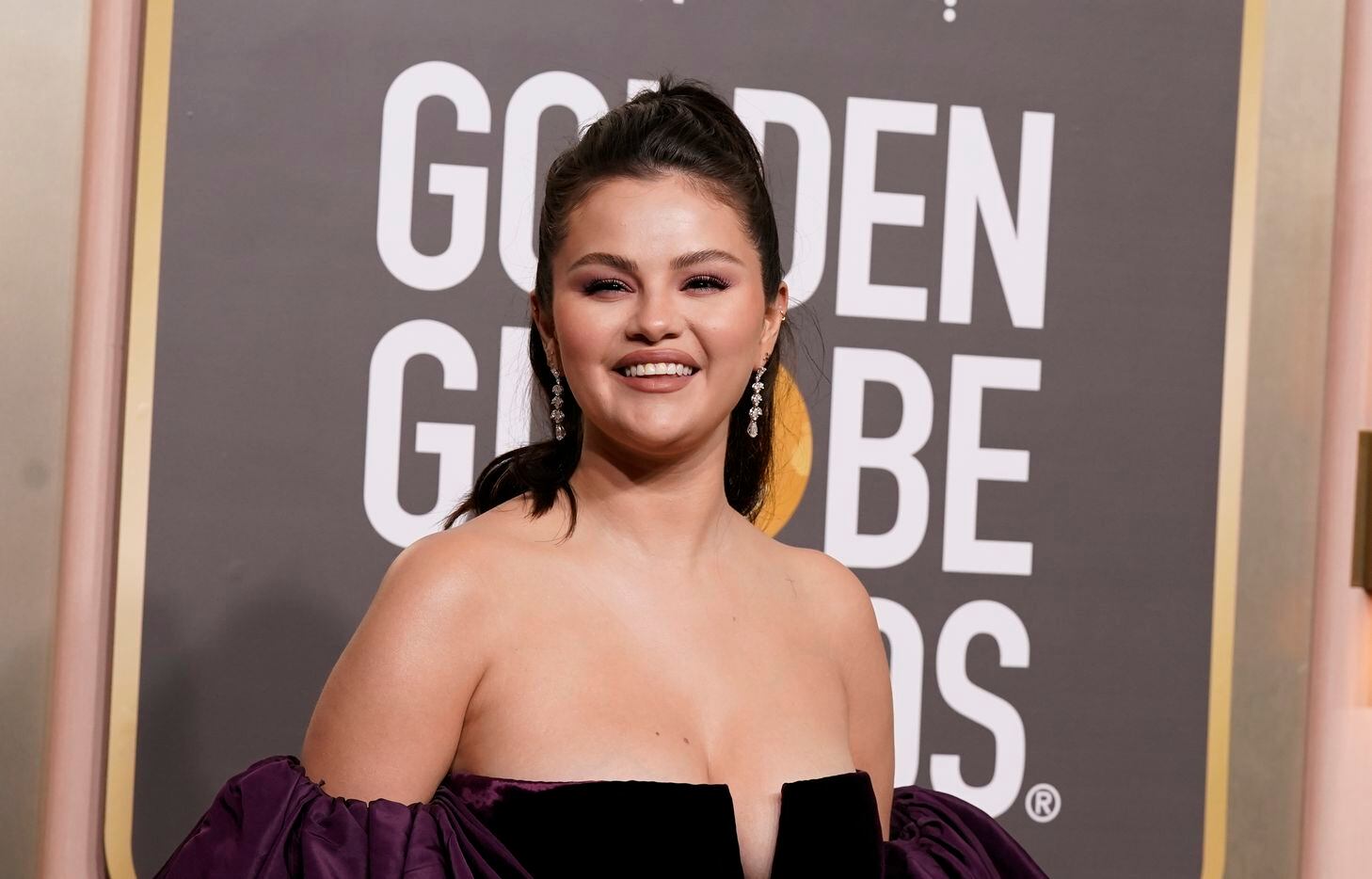 Selena Gomez arrives at the 80th annual Golden Globe Awards at the Beverly Hilton Hotel on...