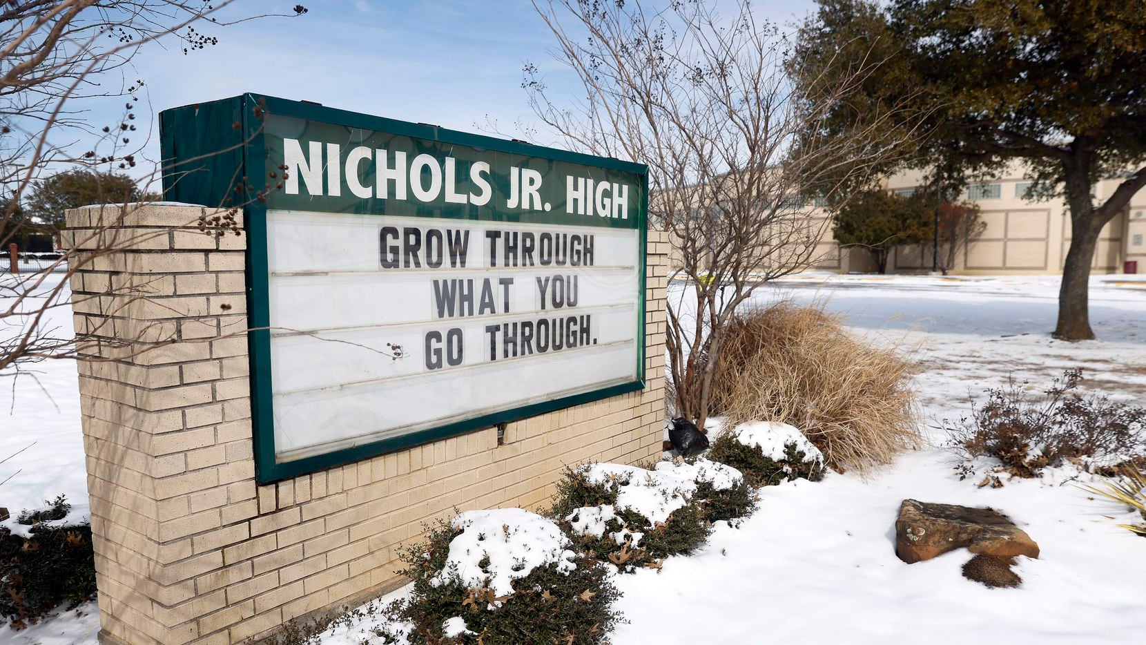The sign outside Nichols Jr. High in North Arlington seemed to be on point after the events...