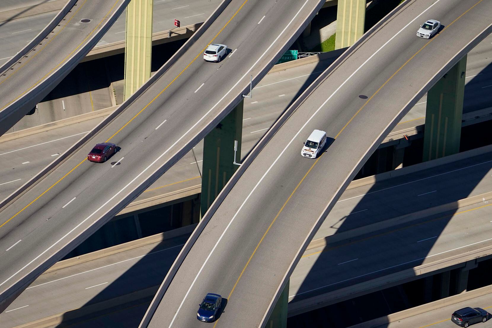 Traffic on Dallas' High Five interchange was light around 4:50 p.m.  on March 24, the day...