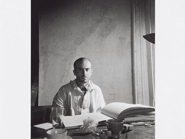 Poet Allen Ginsberg captured this view of artist Francesco Clemente as he looked over a...