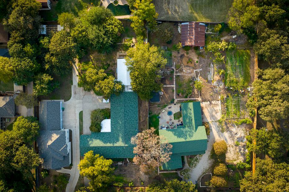 Jefferson Braga’s urban farm in the backyard of his home in Irving.