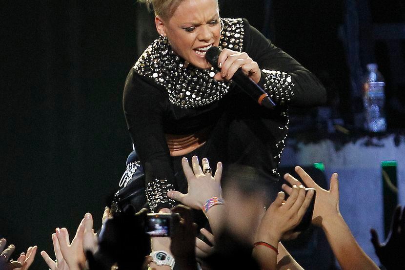 Pink performs at American Airlines Center in Dallas.