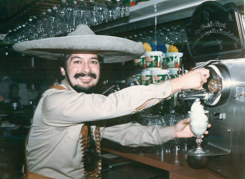 Mariano Martinez in 1991 with his frozen margarita machine at Mariano's in Old Town. 