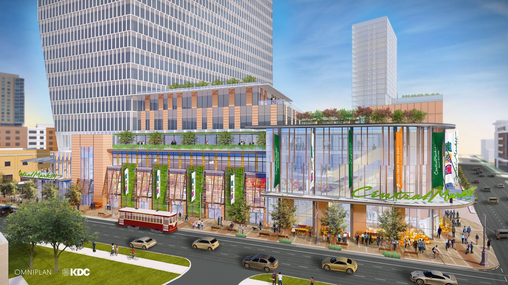 The Central Market grocery store will be on the ground floor of a high-rise office and...