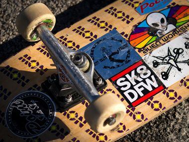 A skateboard rests in the parking lot at Lively Pointe Skate Park on Sunday, Jan. 22, 2017,...