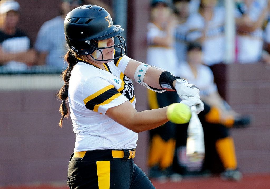 Forney High School Trinity Cannon (7) makes her first plate appearance in the first inning...