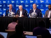 Dallas Cowboys chief operating officer Stephen Jones,  owner Jerry Jones, head coach Mike...