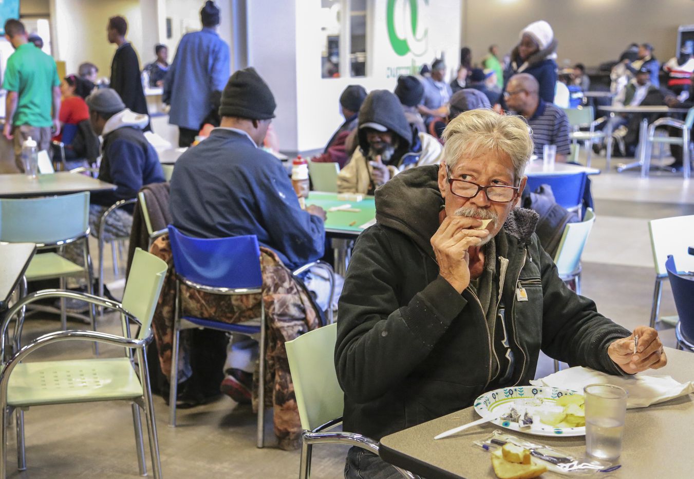 A man eats lunch at Our Calling in Dallas on Dec. 10, 2018. 