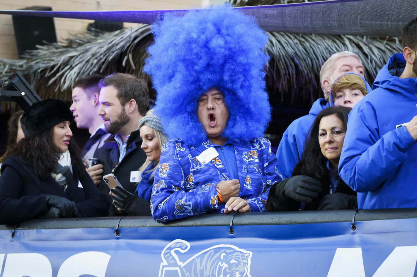 Fans yell along Beale Street during ESPN College GameDay before an NCAA football game...