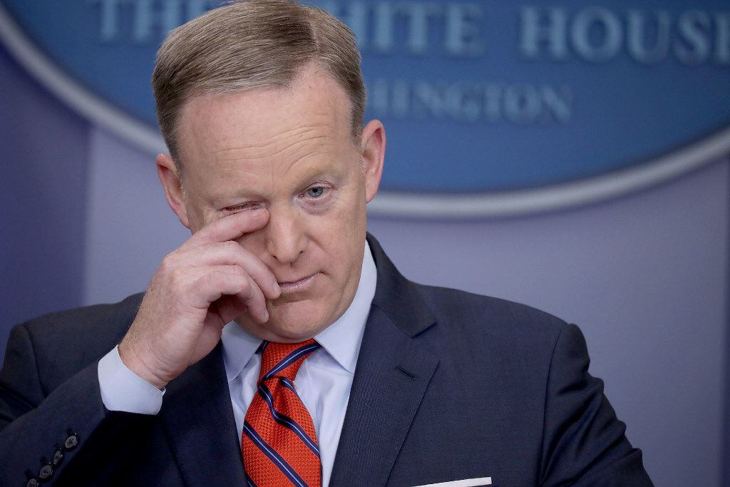 WASHINGTON, DC - APRIL 11:  White House Press Secretary Sean Spicer answers reporters'...