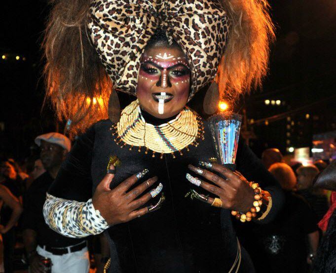Sienna Silver dresses as a Voodoo Goddess at the annual Oak Lawn Halloween Block Party. 