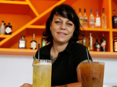 Bartender Callie Pruitt with the Cinners & Sage, left, and the Long Island Ice Coffee...