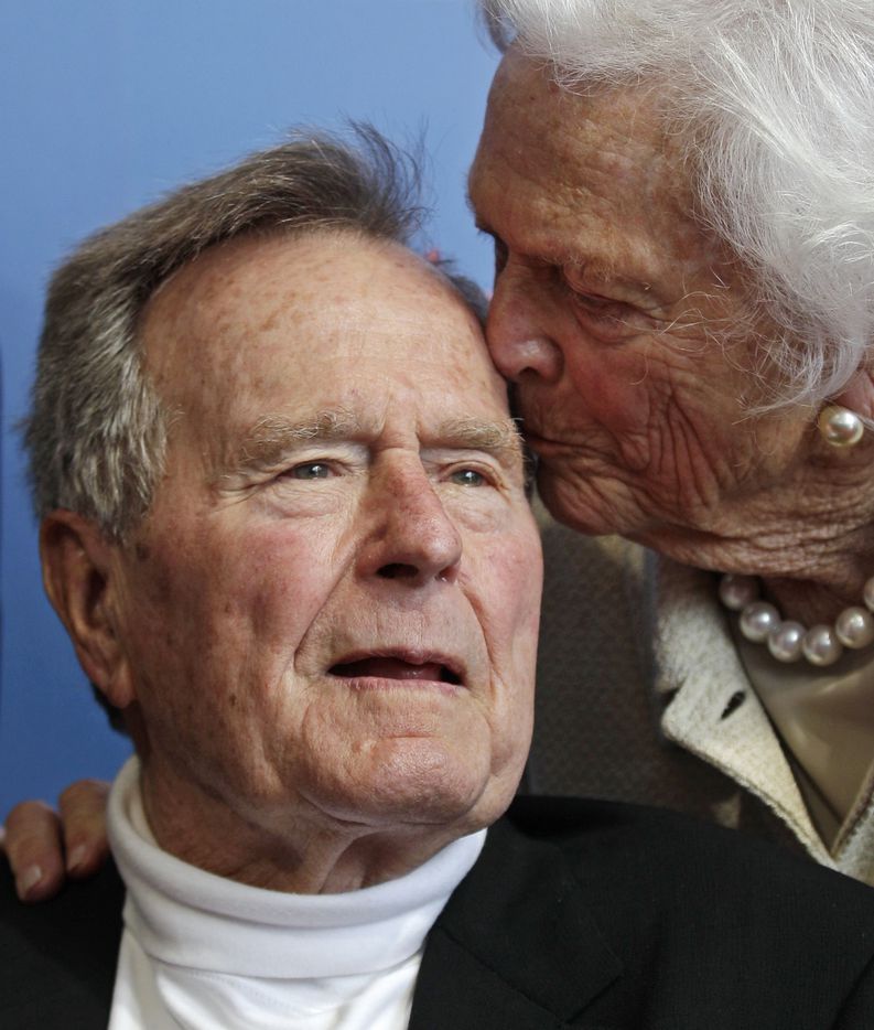 Barbara Bush and her husband, former President George H.W. Bush, attended the premiere of an...