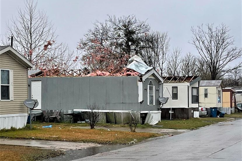 A handful of mobile homes were damaged by Wednesday morning's tornado in Corsicana,...