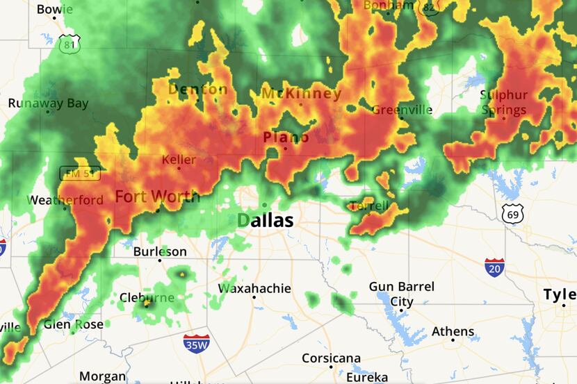 Banda de tormentas en la zona del norte de Texas. 
