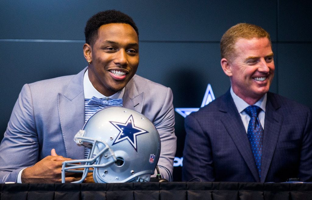 The Dallas Cowboys first round draft pick, defensive end Taco Charlton, is introduced in a...