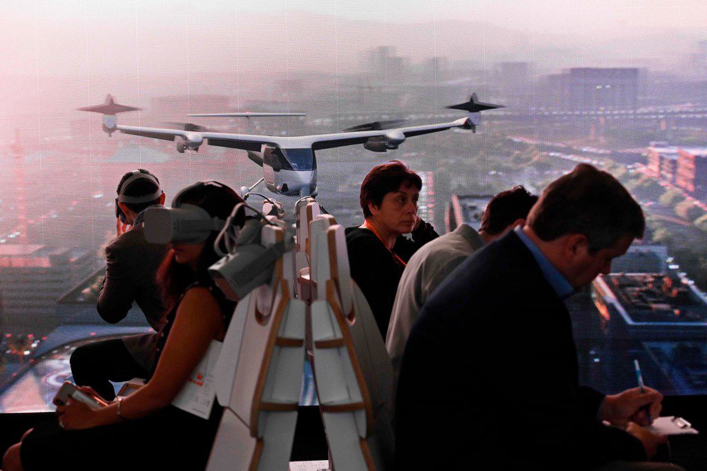 Attendees of the Uber Elevate Summit could test what it may feel like to fly in an urban air...