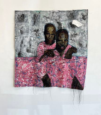 Kaloki Nyamai uses layers of paint, paper, archival photographs and rubber thread to deepen...