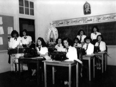 Typing class at St. Ann's High School in LIttle Mexico.