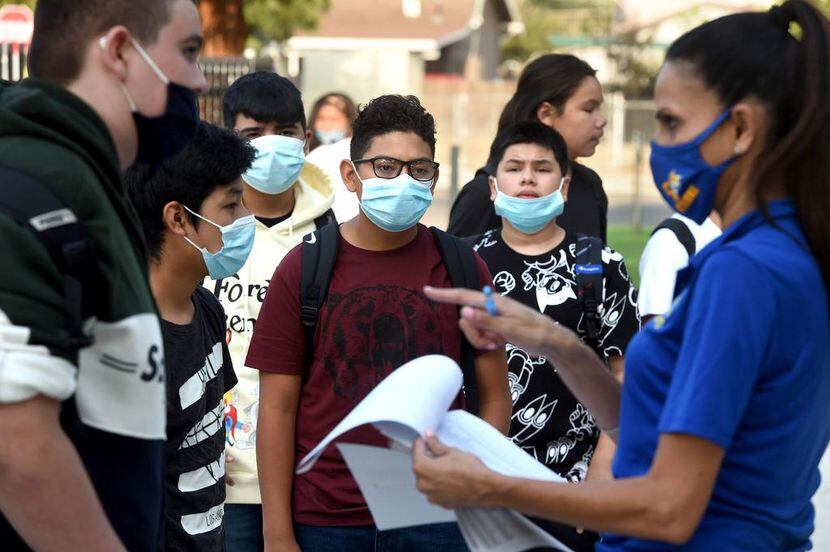 Tehipite Middle School in Fresno, Calif., welcomed back their students-all masked up- who...