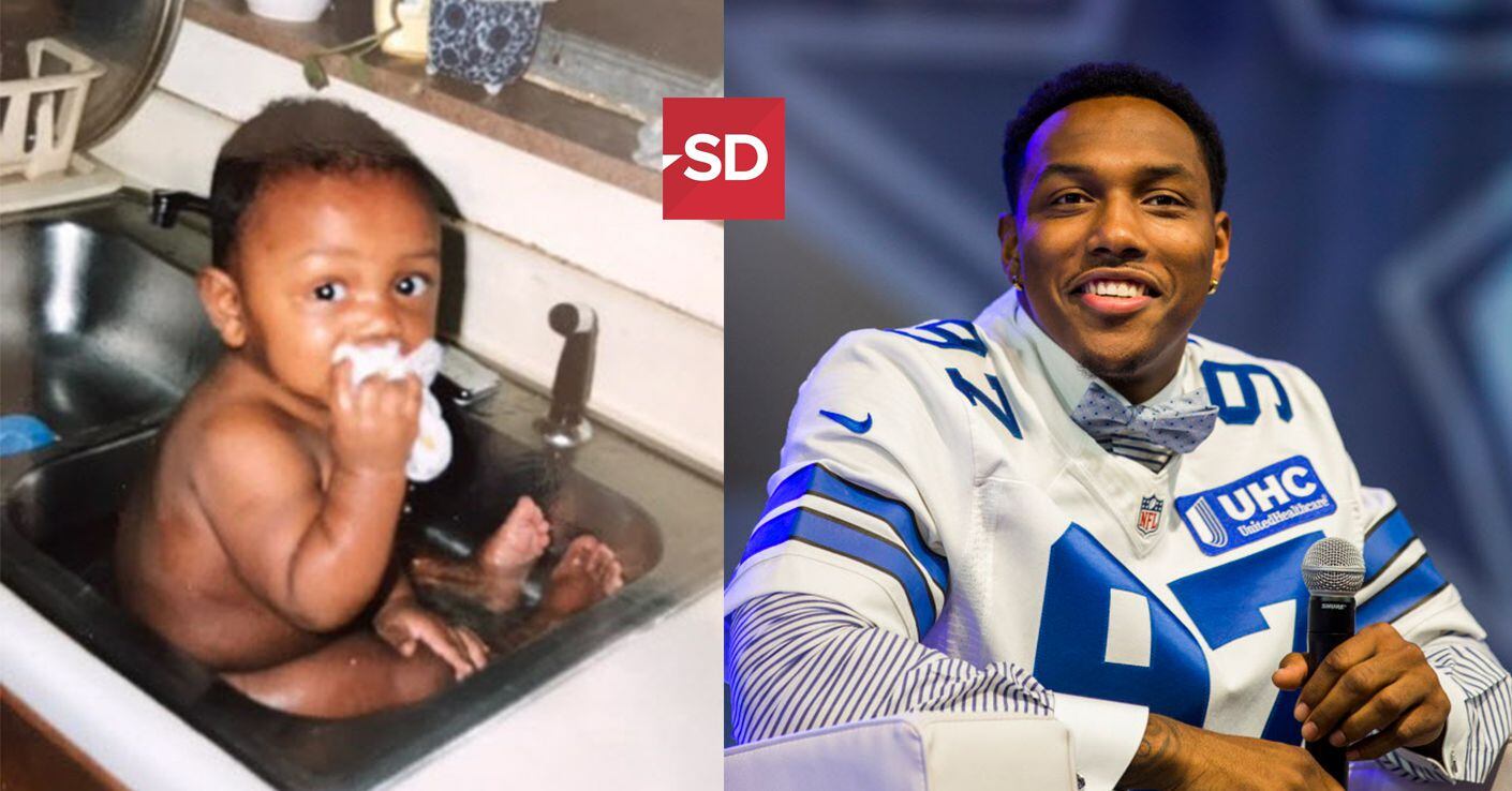 Left: Taco Charlton gets a bath as a baby (photo courtesy Charlton family); right: Charlton...