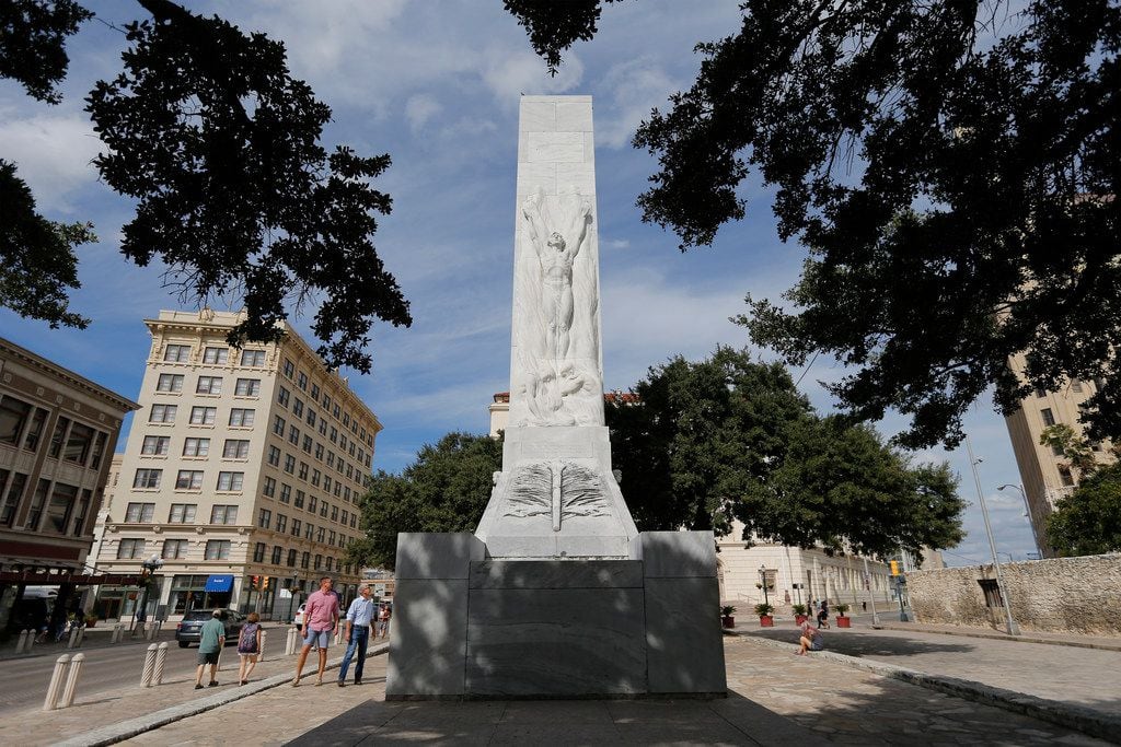 The Cenotaph on the  site of the Alamo in San Antonio would be shielded from plans to move...
