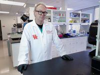 Dr. Colin Haile, a research associate professor at the University of Houston, in his lab in...