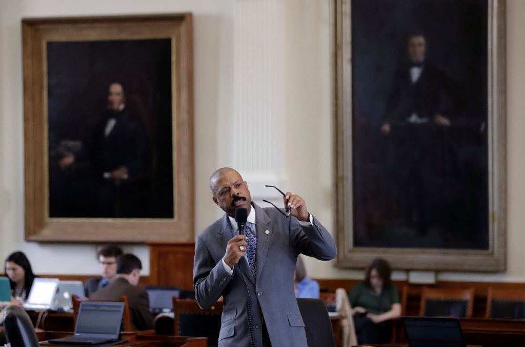 State Sen. Borris Miles, D-Houston, speaks during debate over a "bathroom bill" in the...