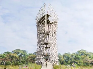 While renderings shown at the Oct. 19 meeting featured a $2.43 million, 100-foot tower, Frisco Parks and Recreation Director Shannon Coates said the actual feature at the new 164-acre Northwest Community Park will be scaled down in size and cost.
