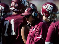 Texas A&M Aggies offensive coordinator Darrell Dickey stands on the sideline during a Texas...
