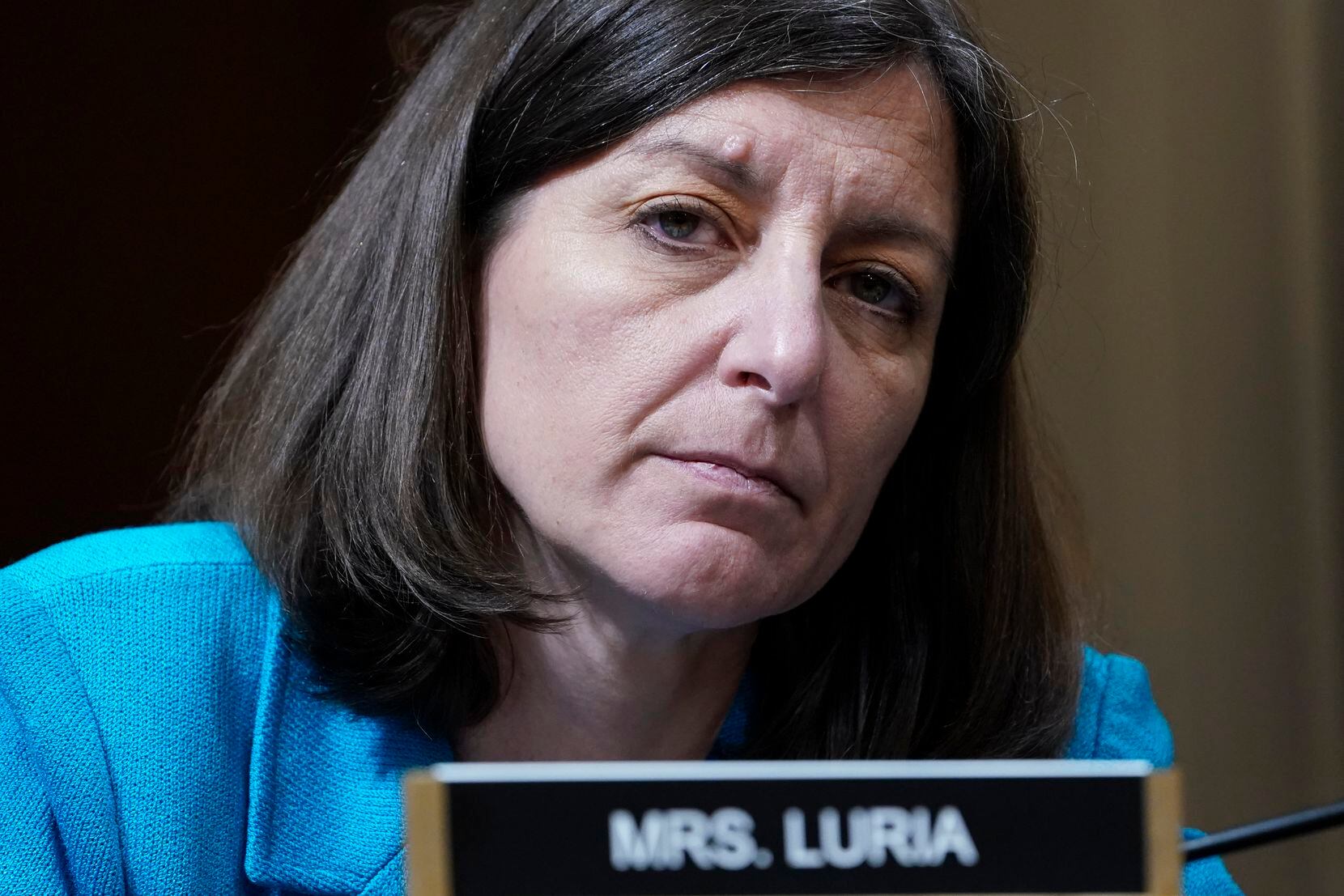 FILE - Rep. Elaine Luria, D-Va., listens as the House select committee investigating the...