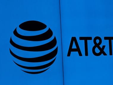 The logo of AT&T outside of AT&T corporate headquarters on March 13, 2020 in Dallas, Texas.