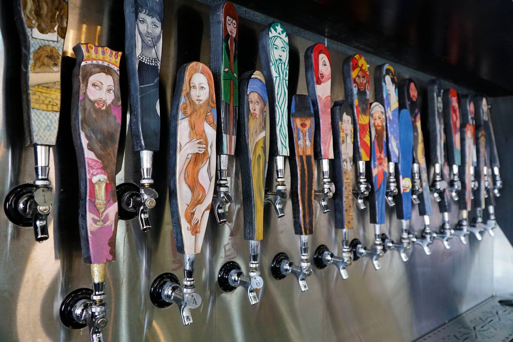 The beer taps are unique at The Bearded Lady Restaurant in Fort Worth.