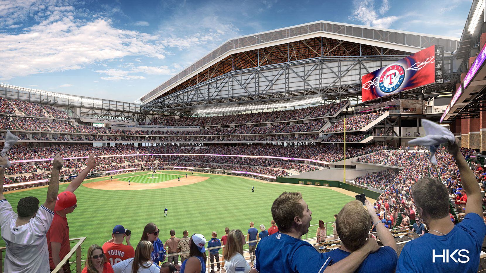 Una ilustración del nuevo estadio Globe Life Field, que será casa de los Rangers a partir...