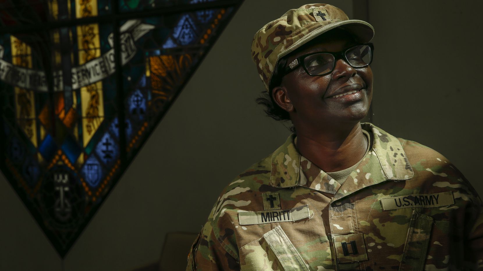 U.S. Army Chaplain Mary Miriti at Lovers Lane United Methodist Church, which was her first church home when she arrived in Dallas from Nairobi, Kenya, in 2003. An ordained Methodist minister, Miriti now is senior pastor of Oasis Global United Methodist Church.