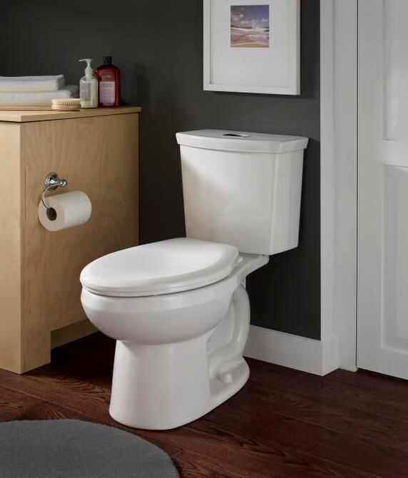 
The dual-flush, H2Option high-efficiency toilet from American Standard offers a choice of a...