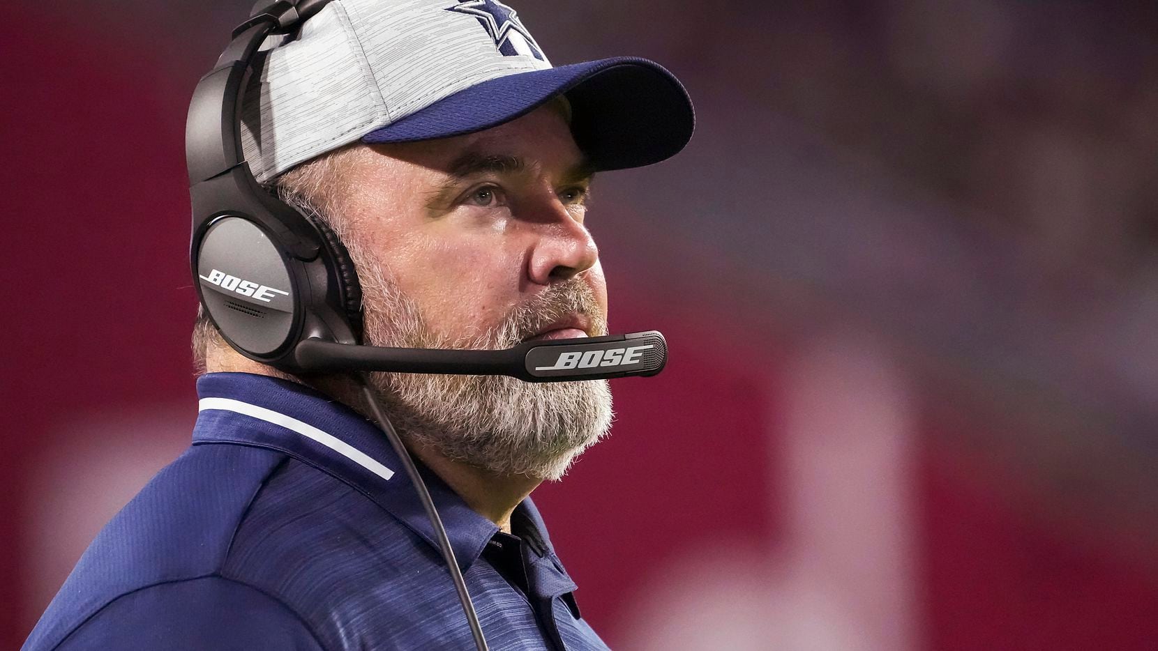 Dallas Cowboys head coach Mike McCarthy watches from the sidelines during the second half of a preseason NFL football game against the Arizona Cardinals at State Farm Stadium on Friday, Aug. 13, 2021, in Glendale, Ariz.