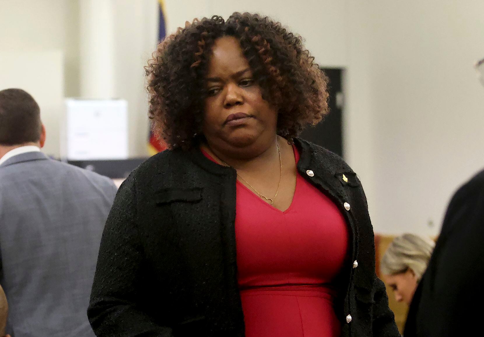 Ashley Carr, Atatiana Jefferson's sister, leaves Tarrant County's 396th District Court after...