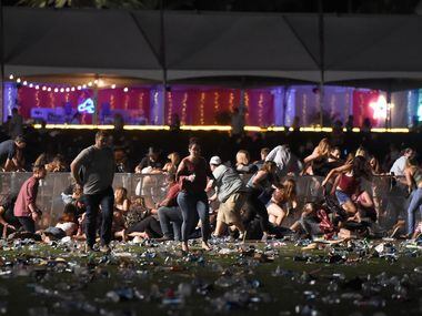 Chaos engulfed the Route 91 Harvest country music festival in Las Vegas after gunfire erupted. 