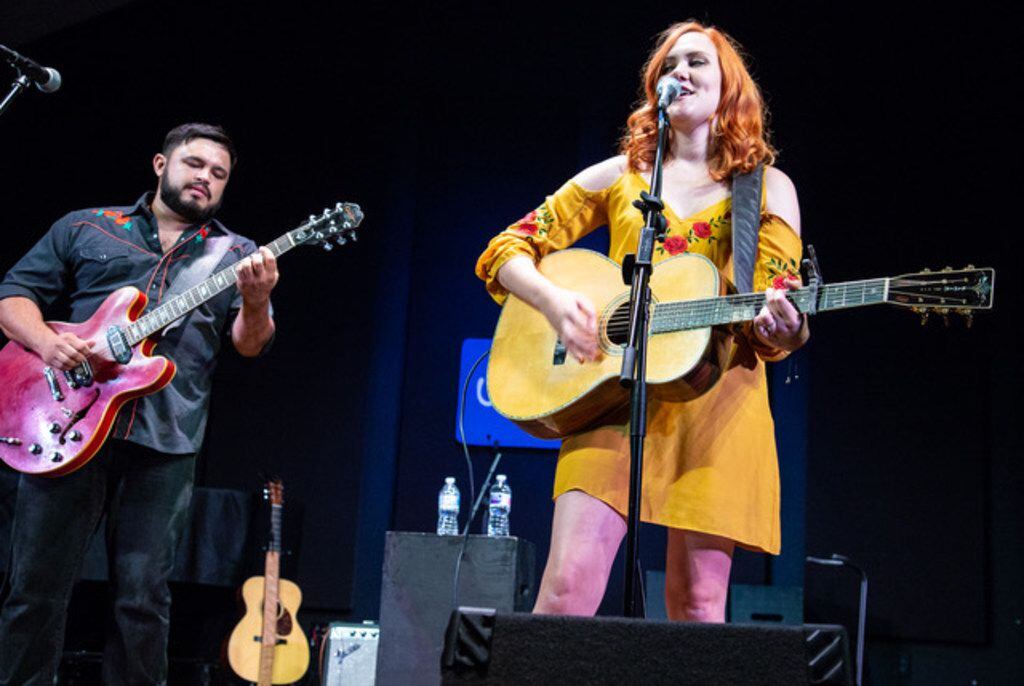 Calloway Ritch and Grace Pettis perform at Uncle Calvin's Coffeehouse in Dallas on Aug. 24,...