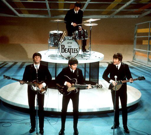 In this Feb. 9, 1964, file photo, the Beatles perform on CBS' "Ed Sullivan Show" in New...