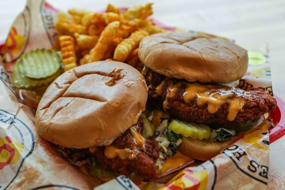 Combo #2 by Dave's Hot Chicken that opens its first Texas restaurant on Friday, May 28, 2021. (Lola Gomez/The Dallas Morning News)